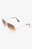 Ray Ban Rose Gold Frame Brown Aviator Sunglasses