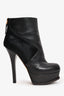 Fendi Black Leather/Pony Hair Calfskin FF Logo Platform Ankle Boots Size 36.5