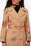 Moschino Couture AW2017 Runway Beige Cardboard Graphic Printed Trench Coat Size 38 with Belt