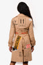 Moschino Couture AW2017 Runway Beige Cardboard Graphic Printed Trench Coat Size 38 with Belt