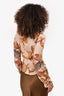 Roberto Cavalli Cream/Brown Floral Print Ruffle Top Size 38