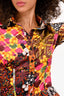 Roberto Cavalli Multicolour Ruffle Bottom Cropped Button-Up Shirt Size 40