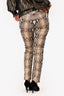 Roberto Cavalli White/Brown Python Printed Crystal Embellished Pants Size 42