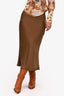 Loro Piana Brown Silk Midi Skirt Size 42