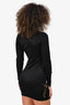 Roberto Cavalli Black/Gold Patterned Knit Sleeve V-Neck Dress Est. Size S