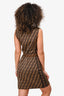 Fendi Brown FF Zucca Monogram Zip Up High Neck Dress Size 40 With Belt