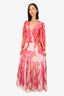 Rococo Sands Pink/White Gold Polka Dot Printed Sheer Long-Sleeve Maxi Dress Size XS