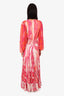 Rococo Sands Pink/White Gold Polka Dot Printed Sheer Long-Sleeve Maxi Dress Size XS