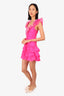 Love Shack Fancy Pink Rauched Tiered Mini Dress Size 00