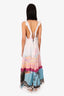 Mackenzie Mode Blue/Pink Beach Print Ruffle Detail Tiered Maxi Dress Size 10