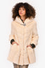 Royal Roland Cream Mink Fur Crystal Embellished Buckle Hooded Jacket Size M