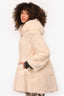 Royal Roland Cream Mink Fur Crystal Embellished Buckle Hooded Jacket Size M