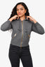 Burberry Grey Cashmere Zip Up Hooded Cropped Jacket Size S