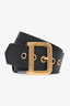 Christian Dior Black Leather 'Diorquake' Buckle Belt Size 85