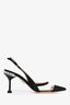 Miu Miu Black Satin Crystal/PVC Slingbacks Size 37.5