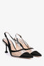 Miu Miu Black Satin Crystal/PVC Slingbacks Size 37.5