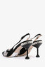 Miu Miu Black Satin Crystal/PVC Slingbacks Size 37.5