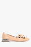 Miu Miu Beige Patent Bow Crystal Embellished Loafers Size 37