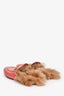 Gucci Pink Leather/Fur Princeton Slip On Est. Size 39