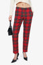 Burberry Red Wool Tartan High-waisted Pants Size 4