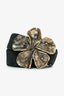 Alberta Ferretti Black Suede Flower Wide Belt Size 40