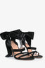 Alberta Ferretti Black Suede Ribbon Wrap Heels Size 39