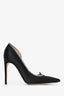 Alberta Ferretti Black Satin Crystal Heels Size 39