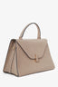 Valextra Taupe Leather Medium Iside Top Handle Bag with Strap