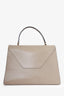 Valextra Taupe Leather Medium Iside Top Handle Bag with Strap