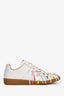 Maison Margiela White Leather Paint Slash Sneakers Size 37