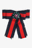 Gucci Navy/Red Web Bow Crystal Embellished Brooch