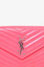 Saint Laurent Hot Pink Leather Chevron Quilted Envelope Wallet on Chain