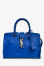 Saint Laurent Blue Leather Baby Cabas Top Handle with Strap