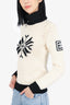 Pre-Loved Chanel™ Cream/Black Wool Snowflake Turtle Neck 'CC' Patch Sweater Size 36