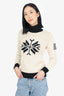 Pre-Loved Chanel™ Cream/Black Wool Snowflake Turtle Neck 'CC' Patch Sweater Size 36