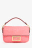 Fendi Pink Nappa Leather Mini Baguette with Strap