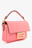 Fendi Pink Nappa Leather Mini Baguette with Strap