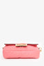 Fendi Pink Nappa Leather Mini Baguette with Strap