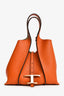 Tod's Orange Leather Mini T Timeless Bucket Bag