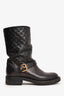 Louis Vuitton Black Leather Empriente Monogram Buckle Detailed Boots Size 34.5 (As Is)