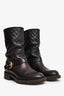 Louis Vuitton Black Leather Empriente Monogram Buckle Detailed Boots Size 34.5 (As Is)