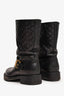 Louis Vuitton Black Leather Empriente Monogram Buckle Detailed Boots Size 34.5 (As Is)