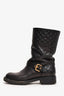 Louis Vuitton Black Leather Empriente Monogram Buckle Detailed Boots Size 34.5 (As Is)