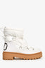 Valentino White Leather Quilted Logo Detailed Ankle Boots Size 35 (As Is)