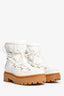 Valentino White Leather Quilted Logo Detailed Ankle Boots Size 35 (As Is)