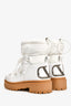 Valentino White Leather Quilted Logo Detailed Ankle Boots Size 35 (As Is)