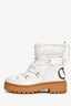 Valentino White Leather Quilted Logo Detailed Ankle Boots Size 35 (As Is)