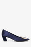 Roger Vivier Navy Blue Satin Crystal Heels Size 35