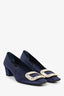 Roger Vivier Navy Blue Satin Crystal Heels Size 35