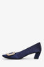 Roger Vivier Navy Blue Satin Crystal Heels Size 35